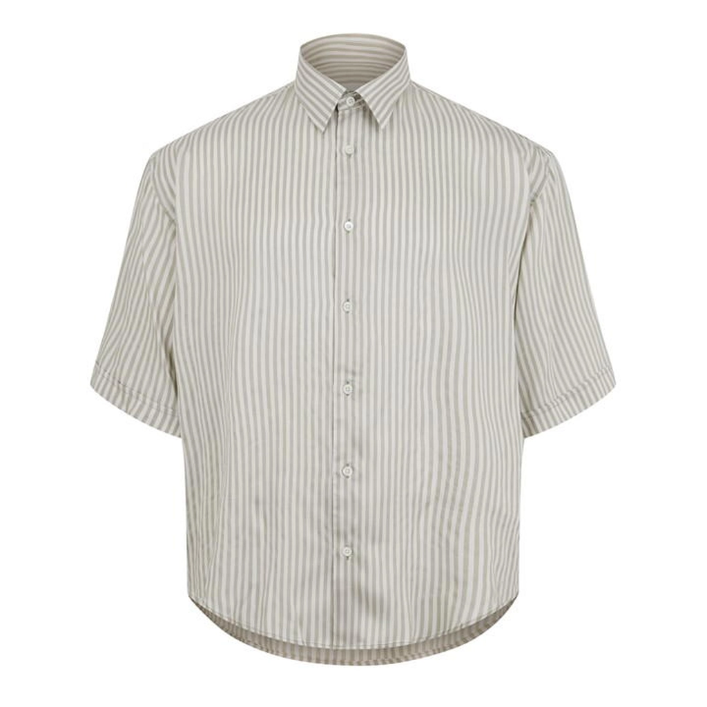AMI Paris Boxy Striped Shirt - Green